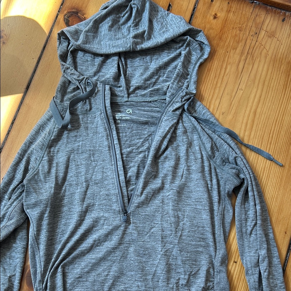 GAP Women's Gray Hooded Half-Zip Sweatshirt